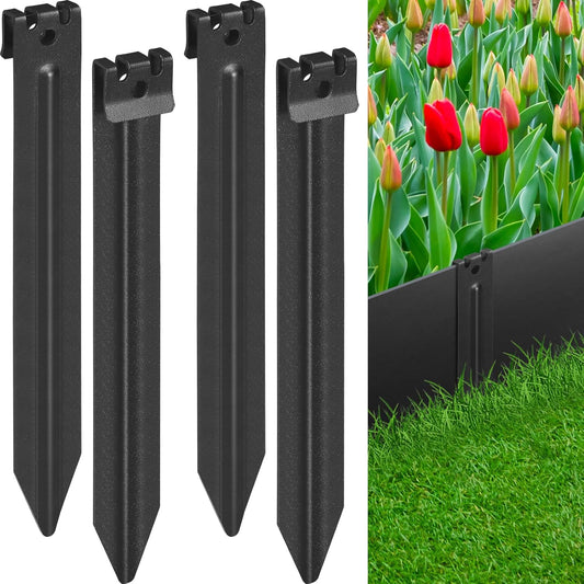 Landscape Edging Metal Stakes, 10 Inch Heavy Duty Garden Stakes, 2mm Thickened High Carbon Steel Landscaping Anchoring Spikes for Edging Coil, Outdoor Tent and Terrace Board (9 Pcs)