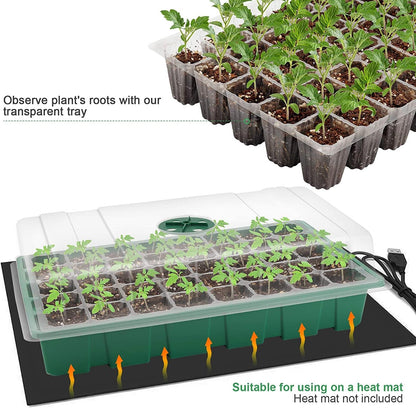 MIXC Seedling Trays Seed Starter Tray, 5-Pack Mini Propagator Plant Greenhouse Grow Kit with Humidity Vented Domes and Base for Seeds' Starting (40 Cells Per Tray, Total 200 Cells), Green