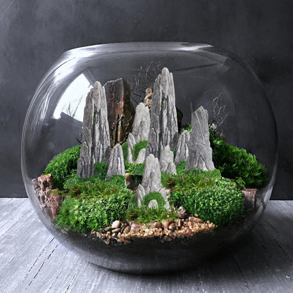 8pcs Miniature Bonsai Rockery Decor, Resin Fake Mountain Figurines, Garden Terrarium Accessories for Desktop and Micro Landscape