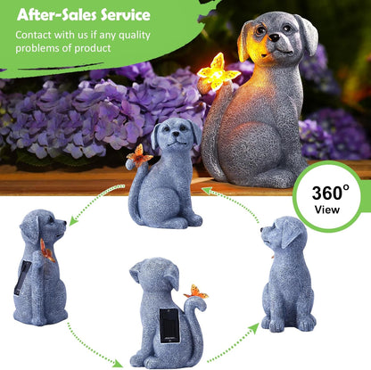 Nacome Dog Outdoor Statues for Garden: Outside Decor with Butterfly Clearance for Yard Art Lawn Ornaments Porch Patio Balcony Home House - Birthday Gifts for Grandma Mom Women