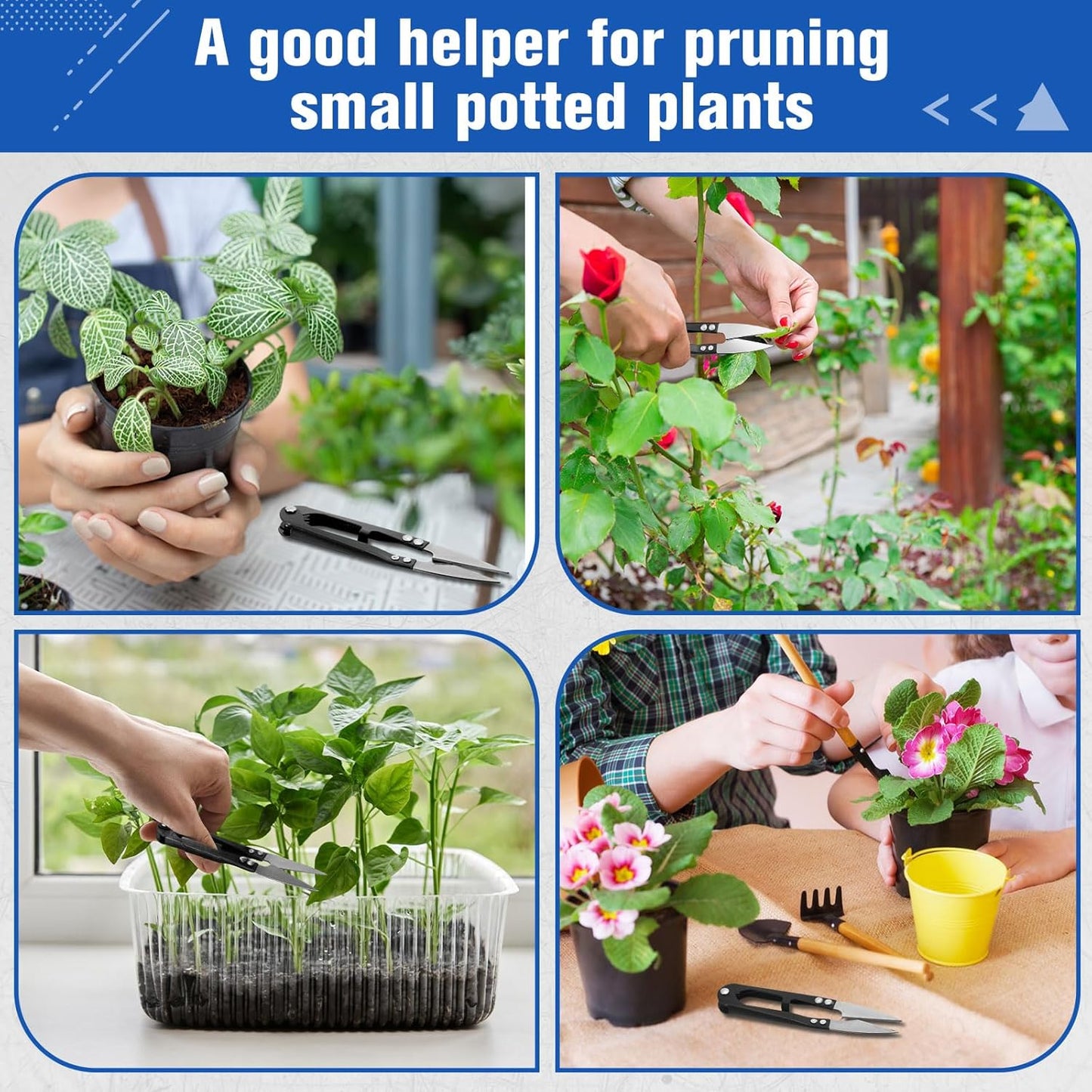 Therwen 48 Pcs 4 Inch Bonsai Pruning Scissors Thread Snips Mini Sewing Scissors U Shaped Bulk Bud and Leaves Trimmer Yarn Carbon Steel Pruners Trimmers for Gardening(Black)