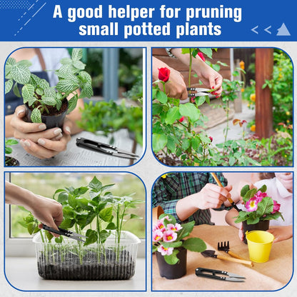 Therwen 48 Pcs 4 Inch Bonsai Pruning Scissors Thread Snips Mini Sewing Scissors U Shaped Bulk Bud and Leaves Trimmer Yarn Carbon Steel Pruners Trimmers for Gardening(Black)