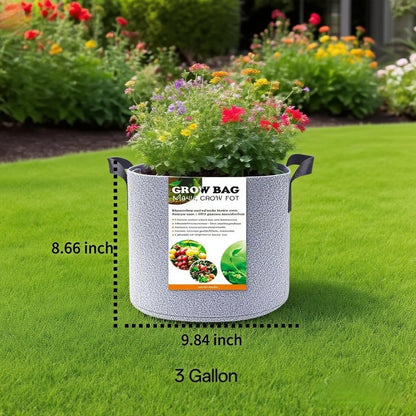 Grow Bags,Gallon Pot,Gallon Grow Bag,Fabric Plant Vegetable Pots with Handles,2-12 Nursery Pot Gallon Grow Bags with 1 Non-Slip Gardening Gloves,5pcs (3 Gallon)
