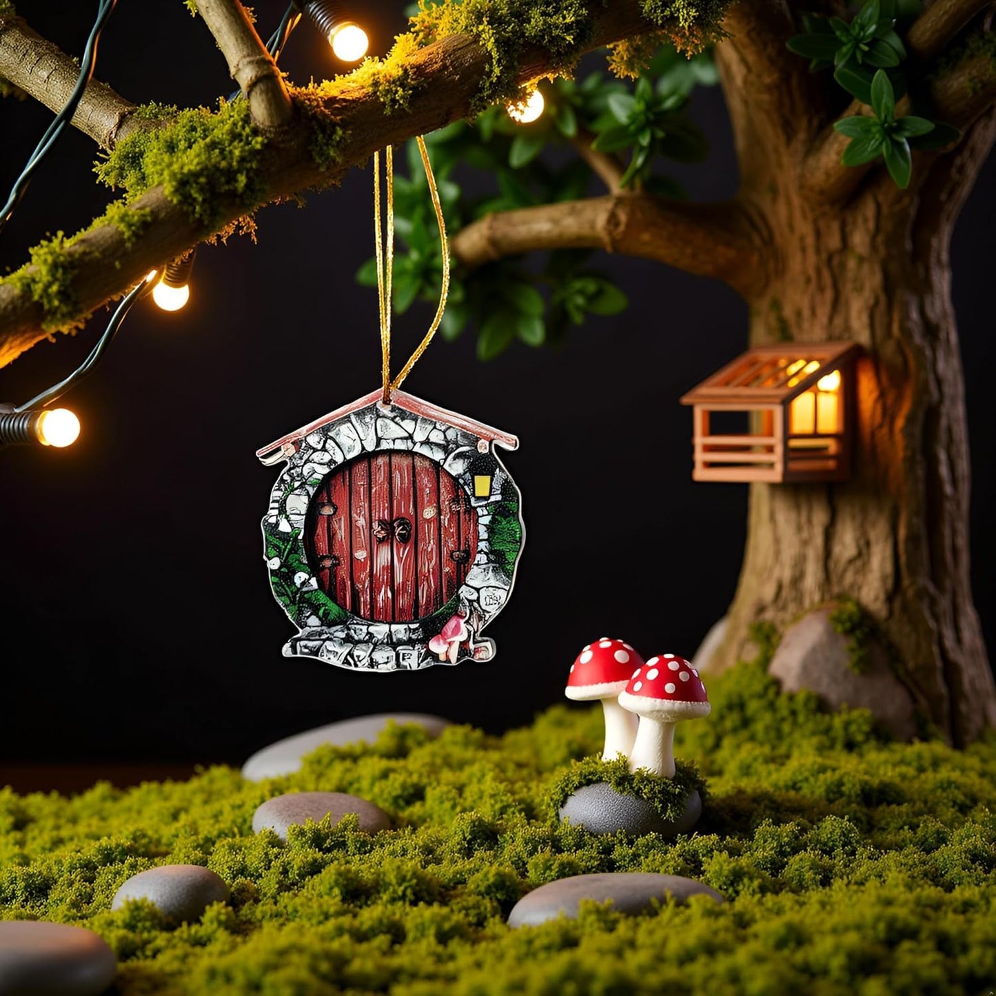 Mini Fairy Garden Door for Tree, Miniature Fairy Door for Fairytale Tiny House Doors, Bonsai Terrarium Micro Landscape Decoration Accessories, Outdoor Statues, Garden Sculptures and Statues (Pendant)