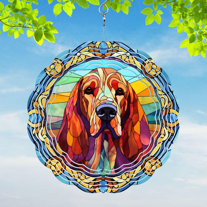 Bloodhound Yard and Garden Wind Spinner, Unique 3D Hanging Bloodhound Dog Wind Spinner