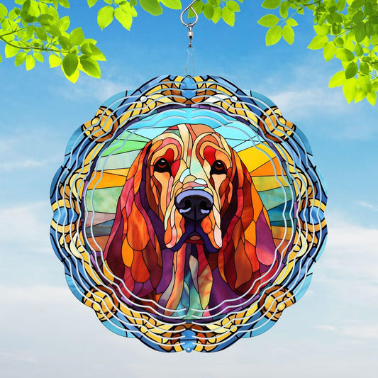 Bloodhound Yard and Garden Wind Spinner, Unique 3D Hanging Bloodhound Dog Wind Spinner