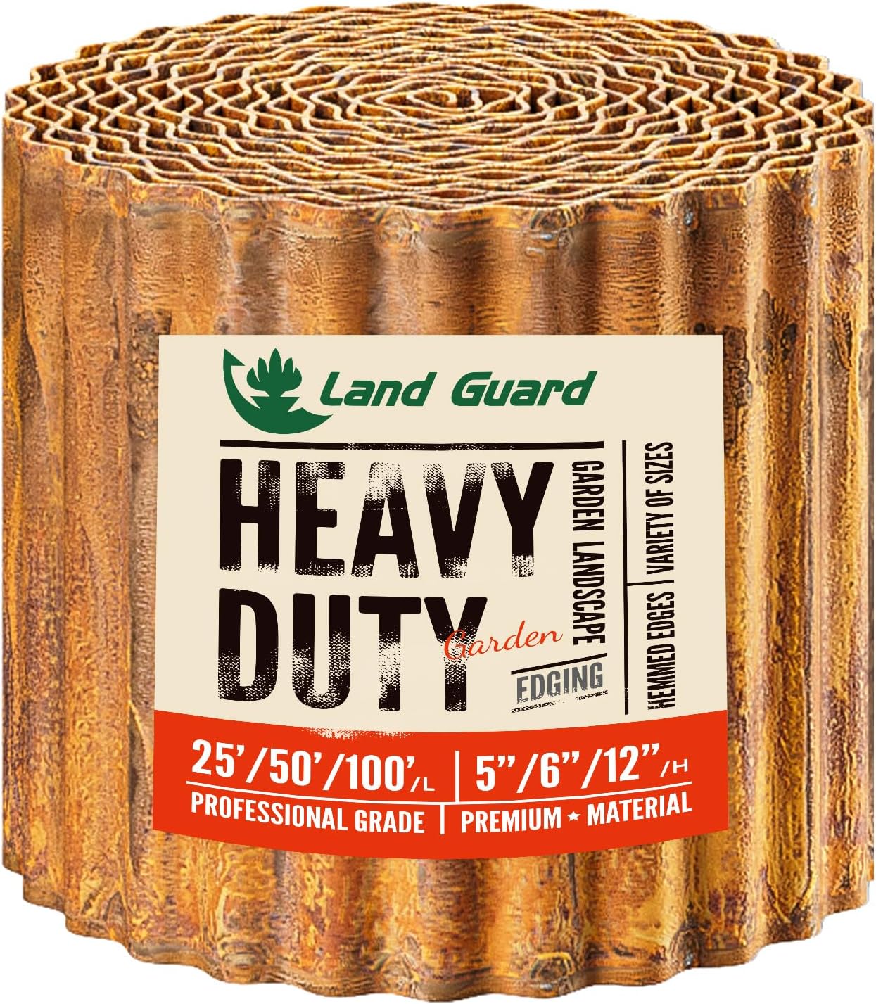 Land Guard Corrugated Garden Edging Border, 12" × 100' Landscape Paver Edging, Tall Landscape Edging, Fence for Garden, Flower Bed, Lawn and Landscape Edging (Rusty)