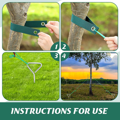 Sintuff 16 Set Tree Stakes and Supports Kit for Anti Hurricane Leaning Trees Straightening Heavy Duty 15. 75" Spiral Tree Stake with 13. 12 ft Ropes and 15. 75'' Support Straps (Green)