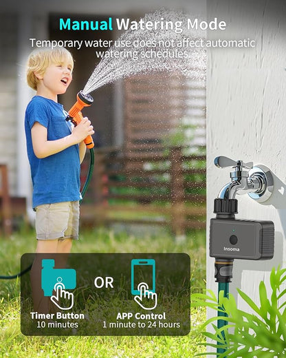WiFi Water Timer 1 Zone, Smart Sprinkler Timer, WiFi Hose Timer for Garden Faucet, Irrigation Controller w/WiFi Hub, Up to 20 Watering Plans, App/Voice Control Work with Alexa and Google Assistant