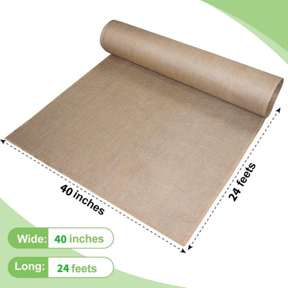Garden Burlap Roll, 40" x 24 Feet Natural Jute Burlap Fabric Roll for Gardening Raised Bed Liners,Seed Cover,Edging,Weed Barrier,Aisle Runner Plant Cover Tree Protections (40" x 24 Feet)