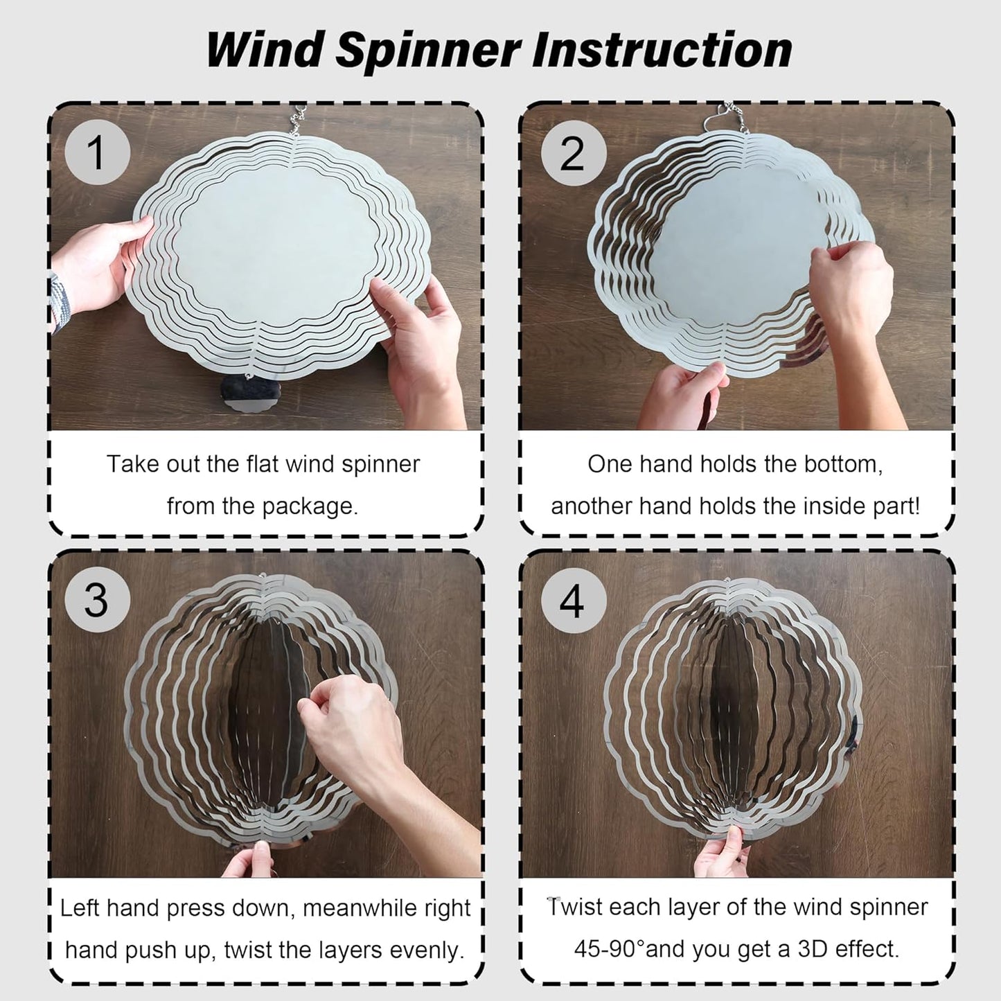 Wind Spinners Outdoor, Retro Boho Tree of Life 3D Stainless Steel Wind Sculpture Spinner for Garden Outside Hanging Decor Mother's Day Christmas Birthday Gifts for Women Men Mom Nana 11.8 in