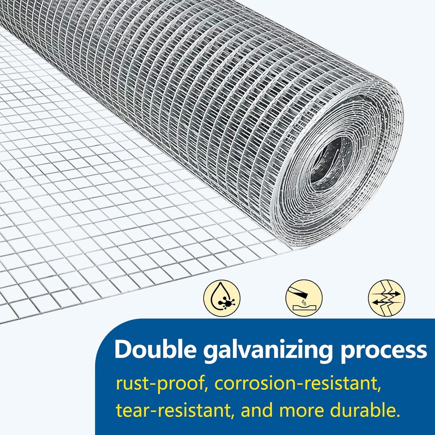 Hardware Cloth 1/4 inch Chicken Wire Fencing Double Hot-Dipped Galvanized After Welding Wire Fence，Duty Rust Proof Fencing for Gardens, Poultry Animal Netting Cage Screen (1/4inch 8in x 25ft)