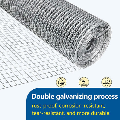 Hardware Cloth 1/4 inch Chicken Wire Fencing Double Hot-Dipped Galvanized After Welding Wire Fence，Duty Rust Proof Fencing for Gardens, Poultry Animal Netting Cage Screen (1/4inch 8in x 25ft)