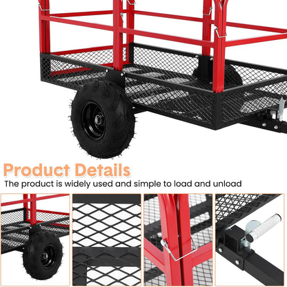 Garvee ATV Trailer Garden Dump Cart Tow Behind, 1500 LBS 22 Cubic Feet Heavy Duty Steel Pull Behind Yard Wagon Cart with 2 Wheels, for Lawn Mower Tractor, ATV, UTV