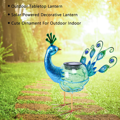 Solar Lantern Outdoor Decorative Waterproof LED Solar Lights Peacock Tabletop Lamp for Outdoor Patio Garden