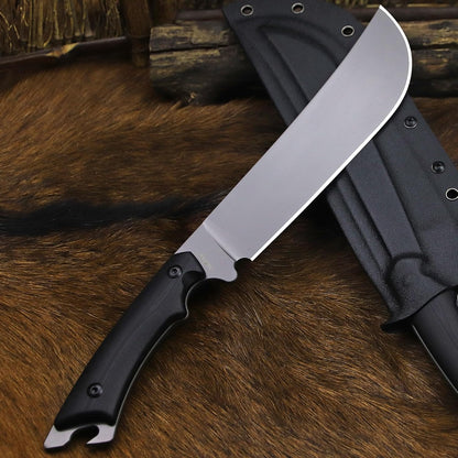 BA-KOR 5MM Full Tang (9CR18MOV) steel 14.1-inch chopping knife+K sheath&5.9-inch cerium igniter can be used for outdoor hunting, camping, obstacle removal, barbecue, fishing, kitchen cutting EDC， Gift giving