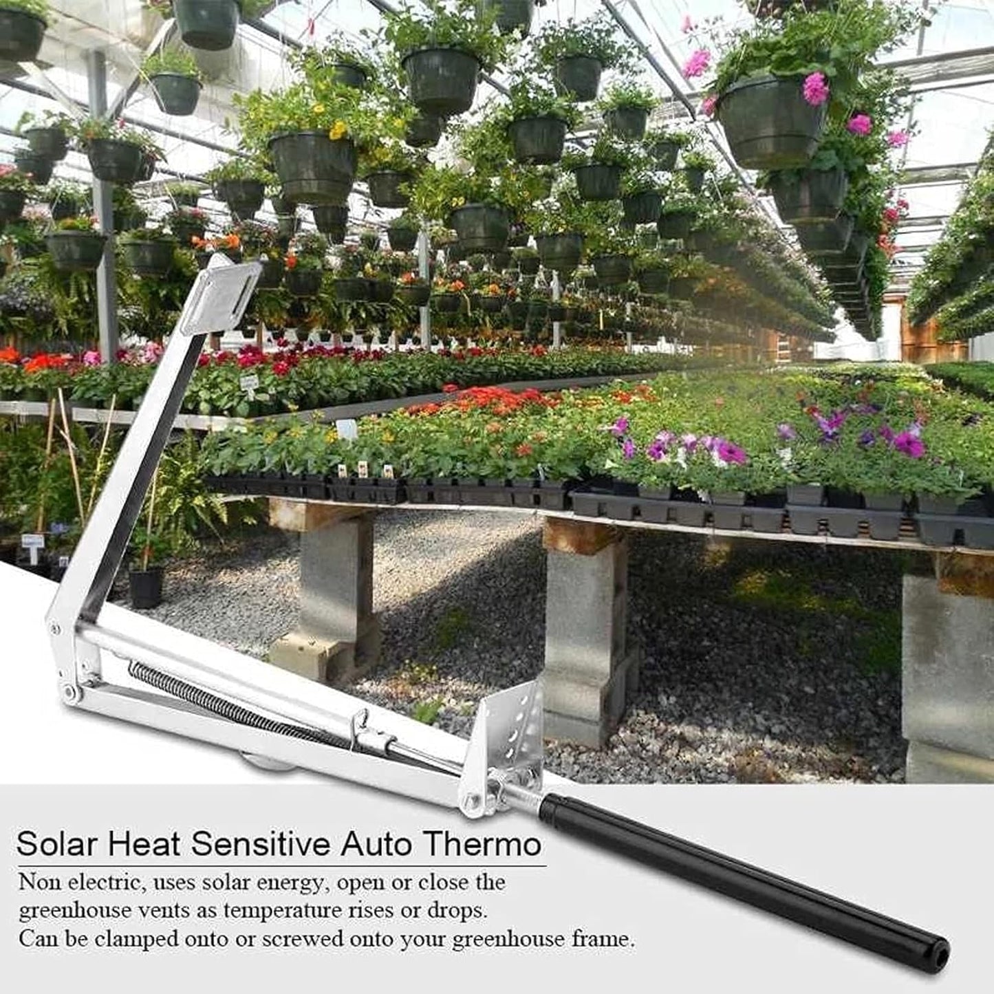 Automatic Greenhouse Window Opener Auto Vent Opener Roof Vent Opener Greenhouse Accessories Solar Window Louvre Thread Opener Auto Vent Kit Agriculture Gardening Tools Greenhouses Supplies