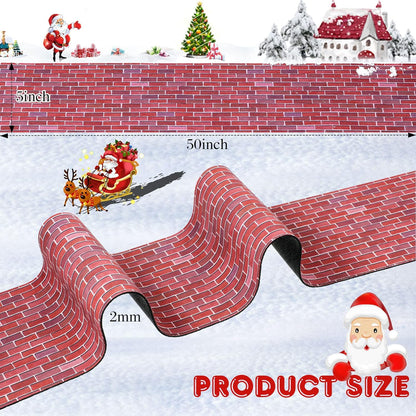 Marspark Christmas Village Accessories 5 x 50 Inch Christmas Miniature Road Village Street Mat Xmas Snow Street Decorations for Little Landscape(Red Brick Style)