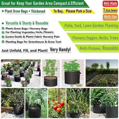 5-Pack 1 Gallon Plant Grow Bags (7x6 inch) Thickened Gardening Bags Fabric Plant Pots for Plant Nursery Bag,Garden Pots,Flower Pot,Herbs Veggies Planter Bag,Barrel Planter,Garden Container W/ Gloves