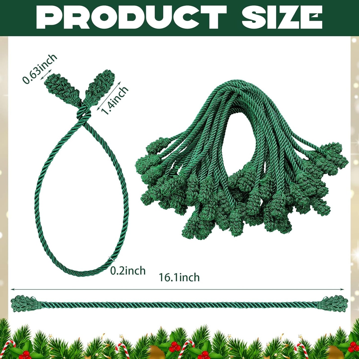 Shappy 36 Pieces Christmas Garland Banister Ties Christmas Decorative Reusable and Flexible Twist Ties for Garland, Banister Home Decoration (Green)