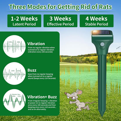 Mole Repellent Solar Powered, 8 Pack Ultrasonic Snake Repellent Outdoor, Waterproof Ultrasonic Mole Deterrent Stakes, Get Rid of Gopher, Vole, Skunk,Chipmunk, Snake Repellent for Yard, Garden, Lawn