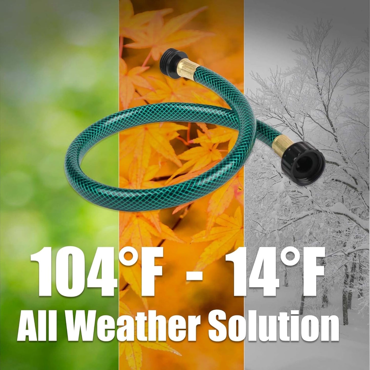 Garden Hose Leakproof for Gardener: 1/2” PVC Water Hoses with GHT Fittings - 2 FT No Kink and Flexible for Outdoor
