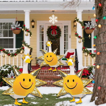 Sun Porch Goose Outfit Fits for Large 23" High Cement or Plastic Goose Statue, Yard Goose Cloths with Smiley Face Decor for Outdoor Lawn Gaden Patio in Winter
