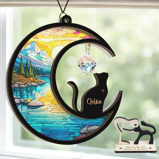 Cat Memorial Suncatcher, Loss of Cat Sympathy Gift, Pet Memorial Gifts for Feline Friend, Stained