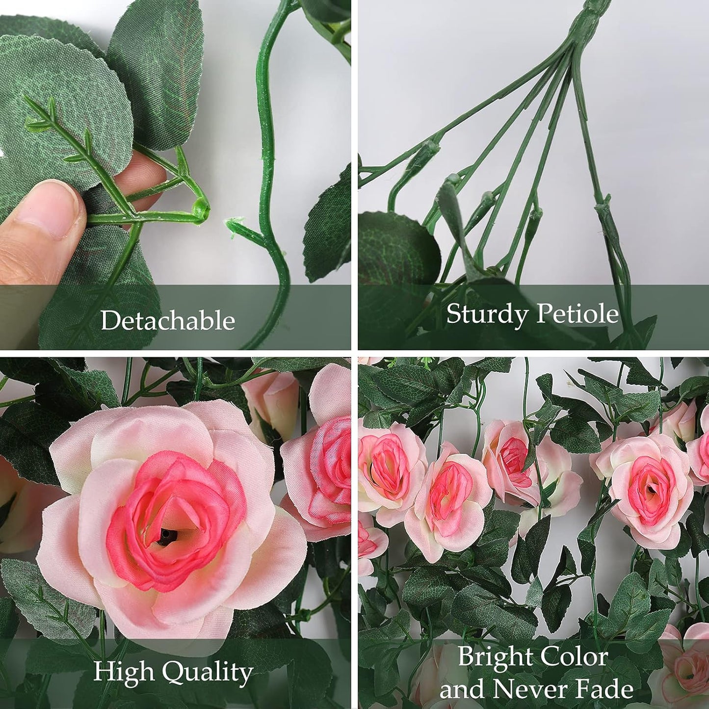 RECUTMS 2PCS Artificial Hanging Flower 3.3Ft Fake Garland for Home Room Garden Wedding Indoor Outdoor Decoration (Champagne)