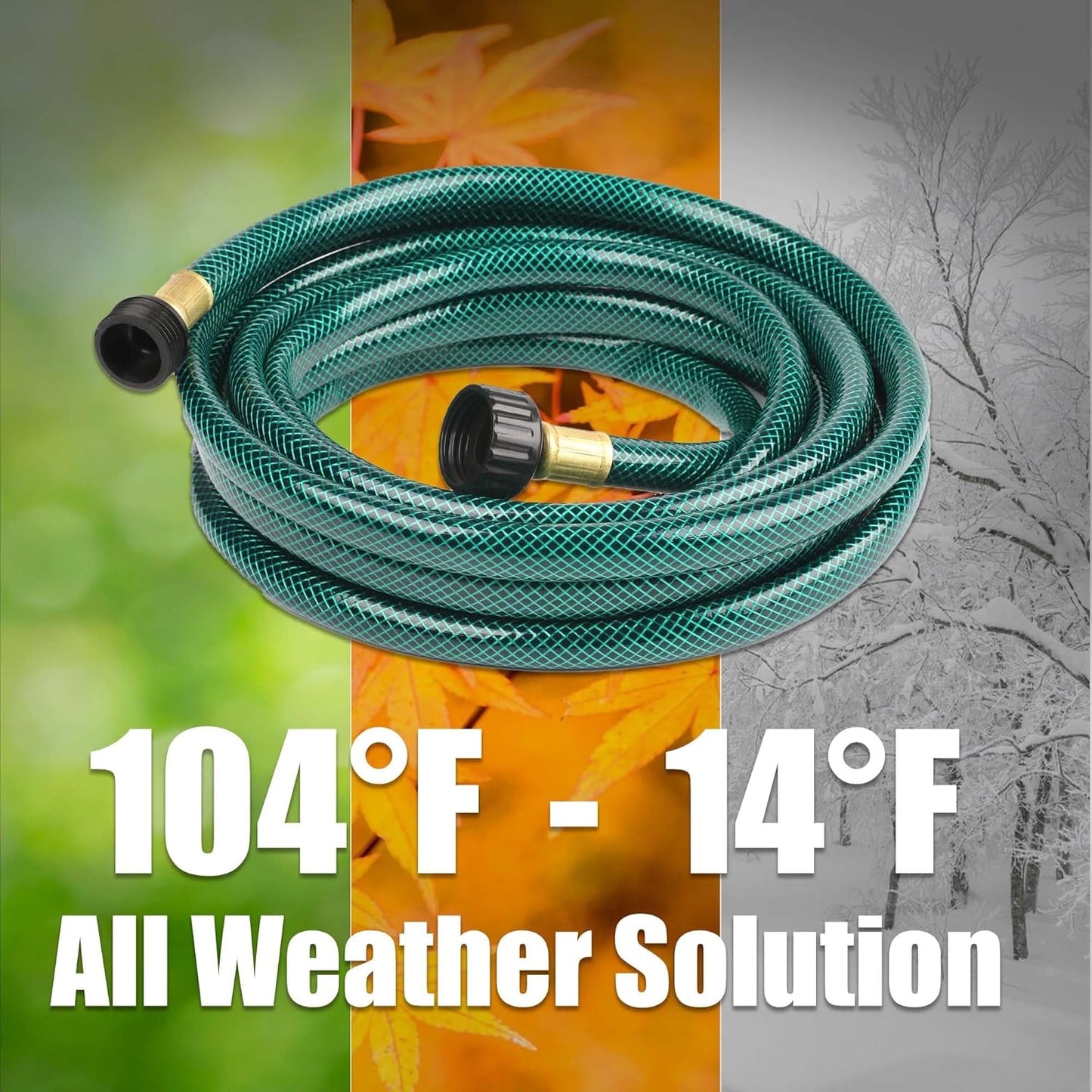 Garden Hose Durable for Patio Cleaner: Heavy Duty 15 FT 1/2 Inch PVC Hose with GHT Fittings for High-Pressure Watering Tasks