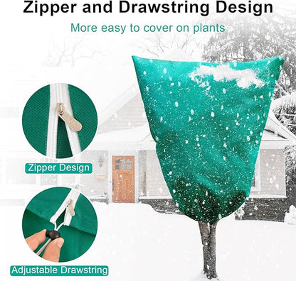 Insoma 2 Packs Plant Covers Freeze Protection 47.7" W X 71.7" H, Outdoor Plants Frost Protection Covers with Zipper & Drawstring, Frost Blankets for Tree, Shrub Potted Plants Cover in Winter