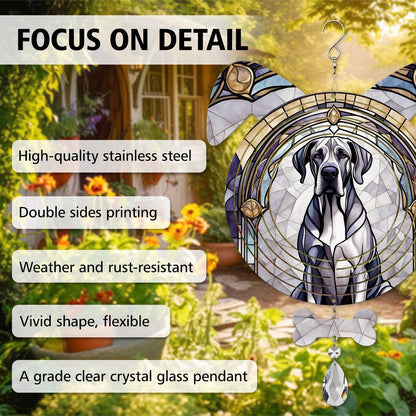 Great Dane Dog Ears Wind Spinner, Great Dane Wind Spinner Hanging for Yard and Garden V02