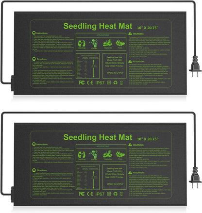 2 Pack Seedling Heat Mat 10X20.75`` Durable Waterproof Plant Heating Pad Warm Hydroponic Heating Mat for Seed Starting Germination Plant Propagation