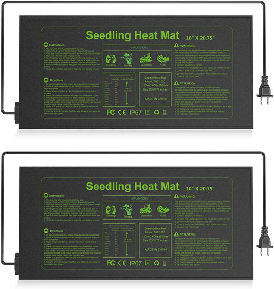 2 Pack Seedling Heat Mat 10X20.75`` Durable Waterproof Plant Heating Pad Warm Hydroponic Heating Mat for Seed Starting Germination Plant Propagation