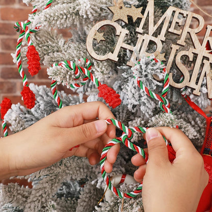 Shappy 12 Pieces Christmas Garland Banister Ties Christmas Decorative Reusable and Flexible Twist Ties for Garland, Banister Home Decoration (Red White Green)