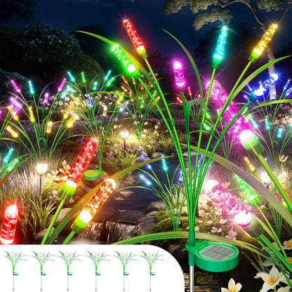 6 Packs Reeds Solar Garden Light with Multiple Color Gradients, 30 Inch Garden Solar Light with 36 Bulbs, Intelligent Light Control System, IP65 Waterproof, Outdoor solar light for decorating Pathway