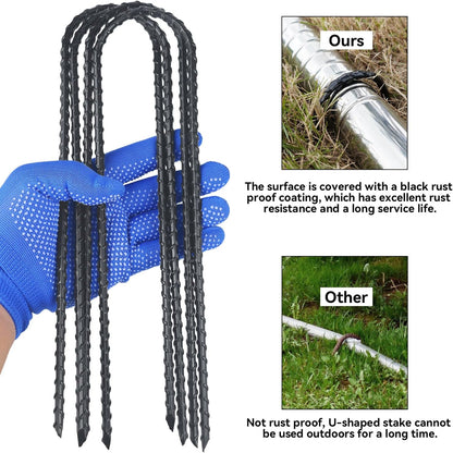 12-Inch Trampoline High Wind Stakes Heavy Duty Ground Anchors U Rebar Stakes for Trampoline, Dog Fence (12 Pack)