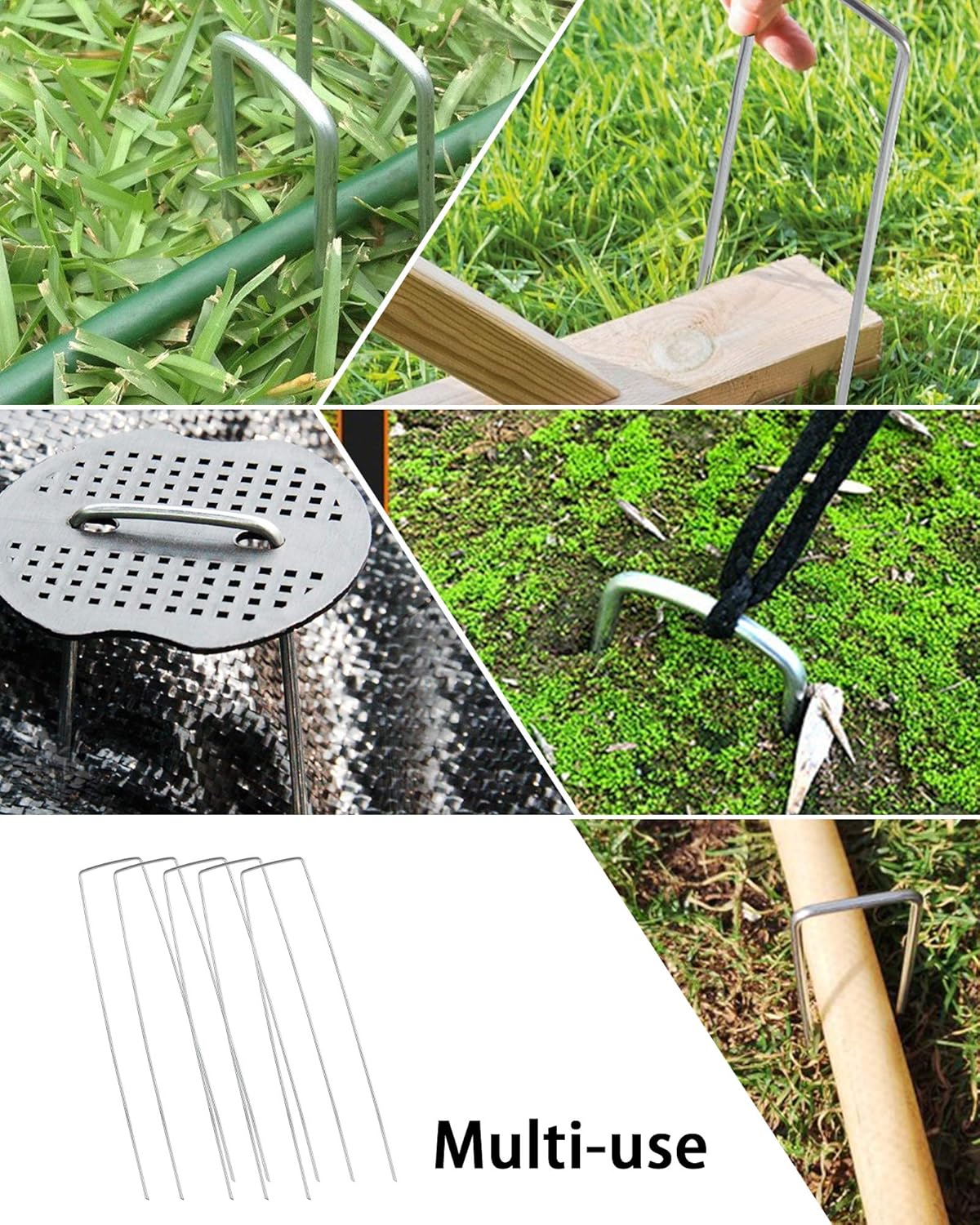 200 Pack 8 Inch Landscape Staples - Heavy Duty 11 Gauge Galvanized Steel Garden Stakes Staples - Weed Barrier Stakes U-Shaped Pins for Securing Pegs Irrigation Tubing Fabric Ground Sheets