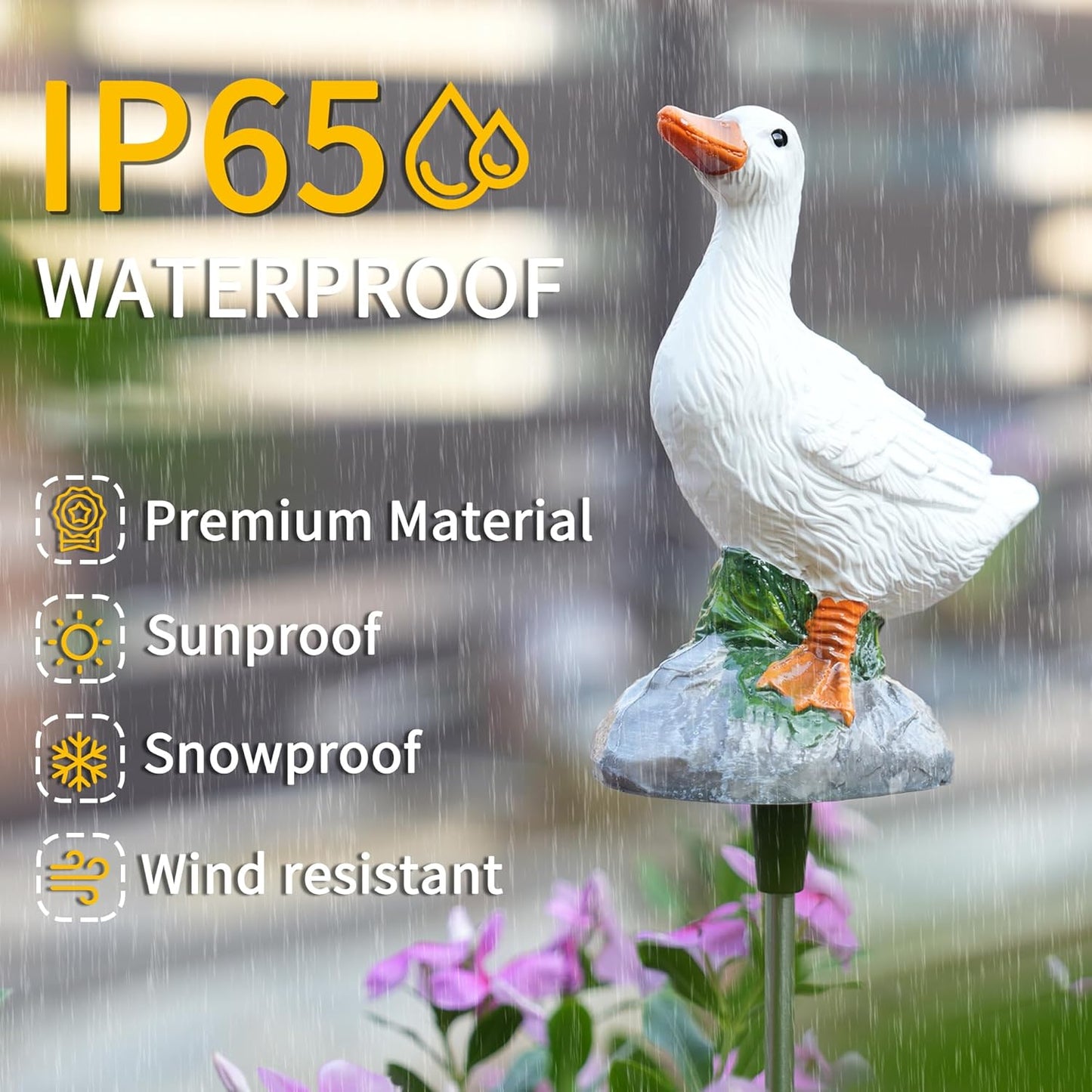 Solar Porch Goose Statue Garden Decor, 29 inch with Motion-Activated Sound Outdoor Decor for Lawn Patio Yard Balcony - Unique Gift for Garden Lovers