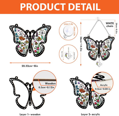 Macorner Gifts for Grandma Acrylic Window Hanging Suncatcher Butterfly, Birthday I Love You, for Nana From Kids Grandkids, Home Decor
