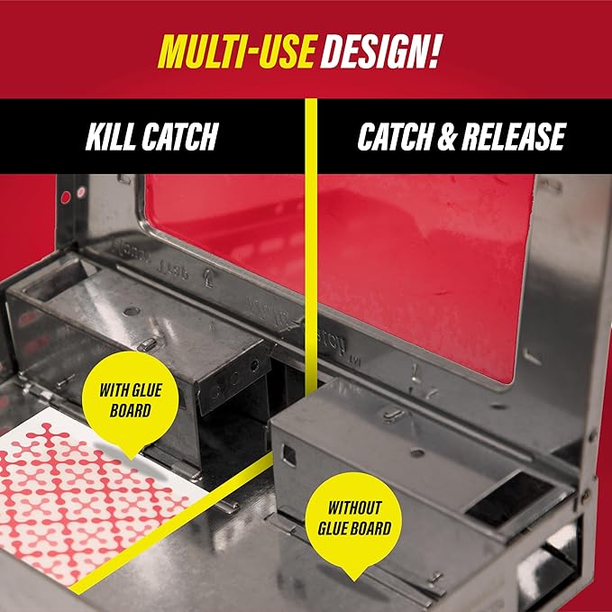 Catchmaster Multi-Catch Mouse Trap 6-Pack, Humane Mouse Traps Indoor for Home, Includes Replaceable Glue Board, Live Catch Pest Control for Garage & Shed
