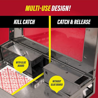 Catchmaster Multi-Catch Mouse Trap 6-Pack, Humane Mouse Traps Indoor for Home, Includes Replaceable Glue Board, Live Catch Pest Control for Garage & Shed