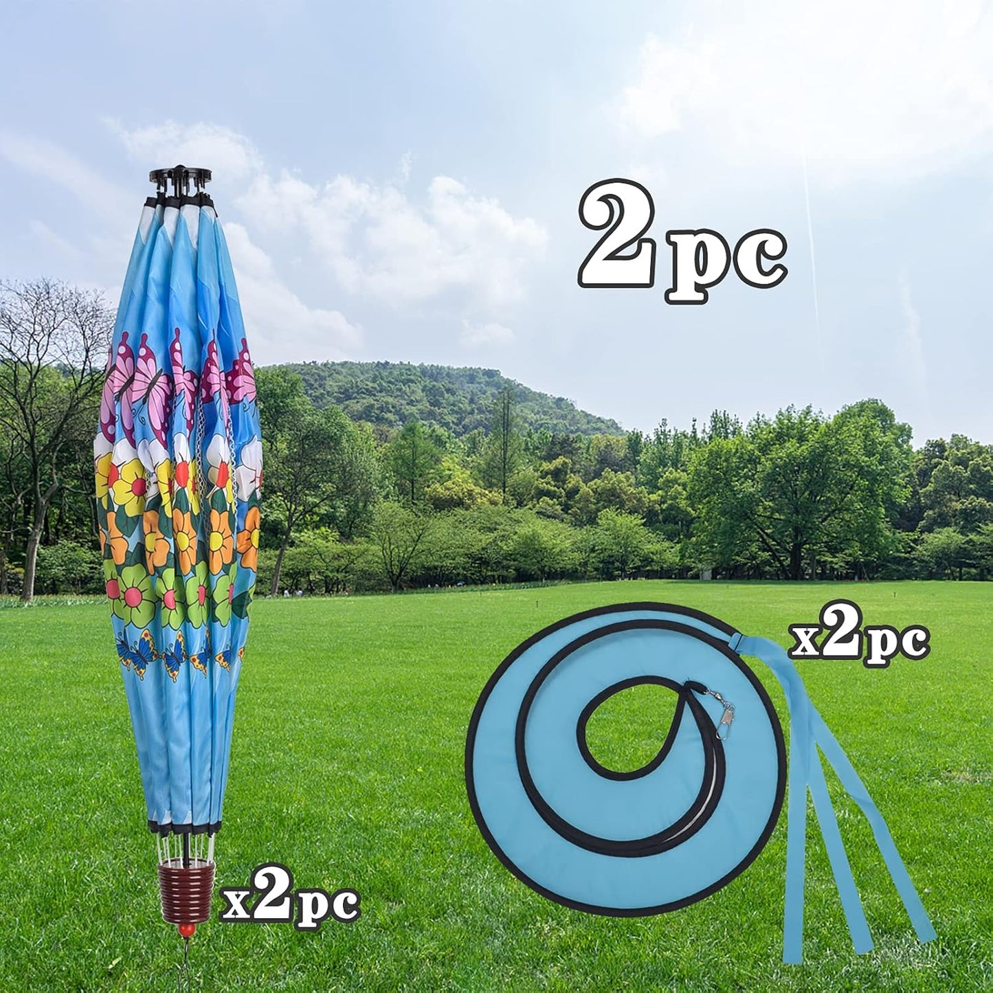 Giant Butterfly Hot Air Balloon Garden Wind Spinners Large Pinwheels Whirligigs Windmill Toys for Kids Yard Decor Lawn Decorations Outdoor Whirlygig Windmills Wind Twister Everyday 59" L 2Pack