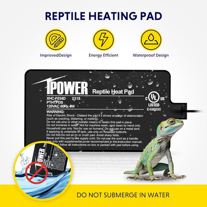 iPower 4 by 7-Inch 4W Reptile Heat Mat, LCD Digital Aquarium Thermometer, Under Tank Warmer Terrarium Heat Pad for Turtles Lizards Frogs and Other Small Animals, Multi Sizes