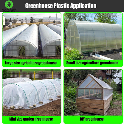 6 mil (8ft x 25ft) 100% Virgin Material. 5Layers Advanced Extrusion Technology for UV Protection, Anti-drip, Anti-Fog, Thermal and Strength. 4Years Lifetime UV Resistant Greenhouse Plastic