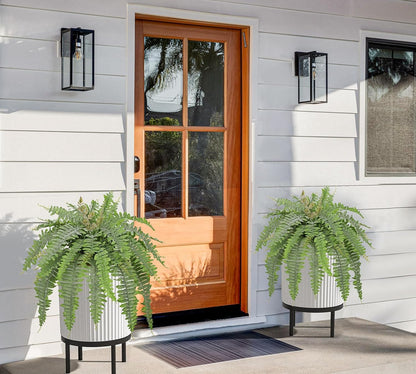 Hollyone Artificial Fern Plants in Pot 25.5" Medium Artificial Boston Fern 31 Leaves for Outdoors & Indoor Faux Potted Plant Fake Ferns Bush Plant Patio Garden Farmhouse Porch Home Decor Dusty Green