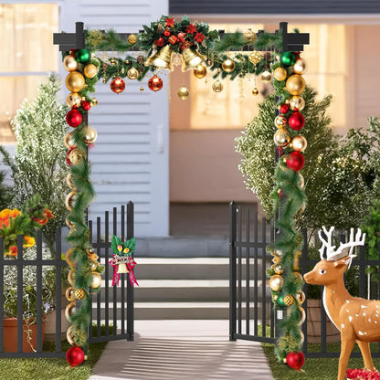 VINGLI Garden Arbor with Gate and Fence, PVC Wedding Arch for Ceremony Party, Garden Trellis for Climbing Plants Outdoor, Arch Backdrop Stand for Garden, Backyard, Lawn, Wedding (Black)
