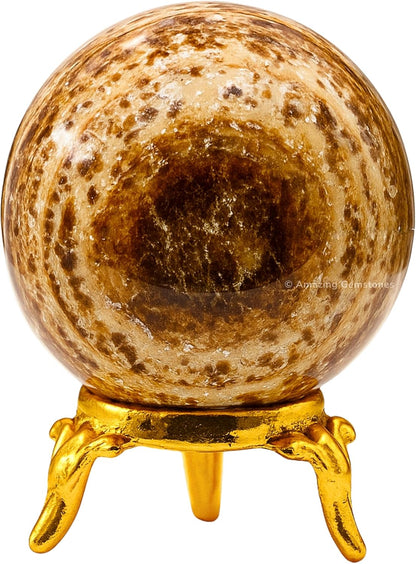 Amazing Gemstone Aragonite Crystal Ball with Stand - 2" Inches Crystal Sphere Meditation Balls for Witchcraft and Decorative Balls