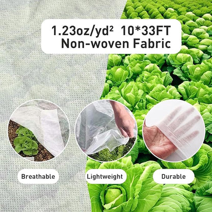 2 Pack Plant Covers Freeze Protection,10ft x 33ft Frost Cloth Plant Cover Blanket for Outdoor Plants Winter or Floating Row Covers Freeze Protection Garden Covers for Vegetables Raised Beds Insect