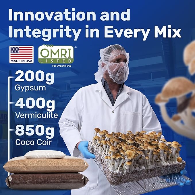 Surfin' Spores Dry Mushroom Substrate Mix | Produces 20 Pounds of Pasteurized Substrate | CVG Mix (Coco Coir, Vermiculite, Gypsum)